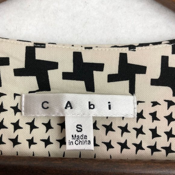 CAbi Women's Size Small #931 Coupe Black White Print Short Sleeve Bomber Jacket - Picture 8 of 12